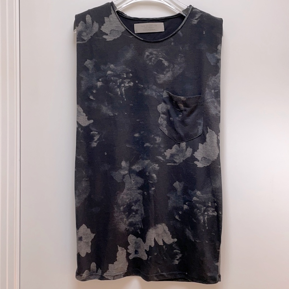 Zara Jersey flora printed muscle tank